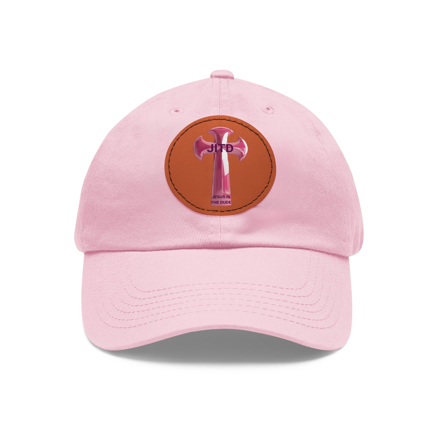 JITD PINK CROSS HAT WITH LEATHER PATCH