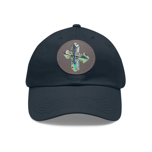 JITD IRIDESCENT CROSS HAT WITH LEATHER PATCH