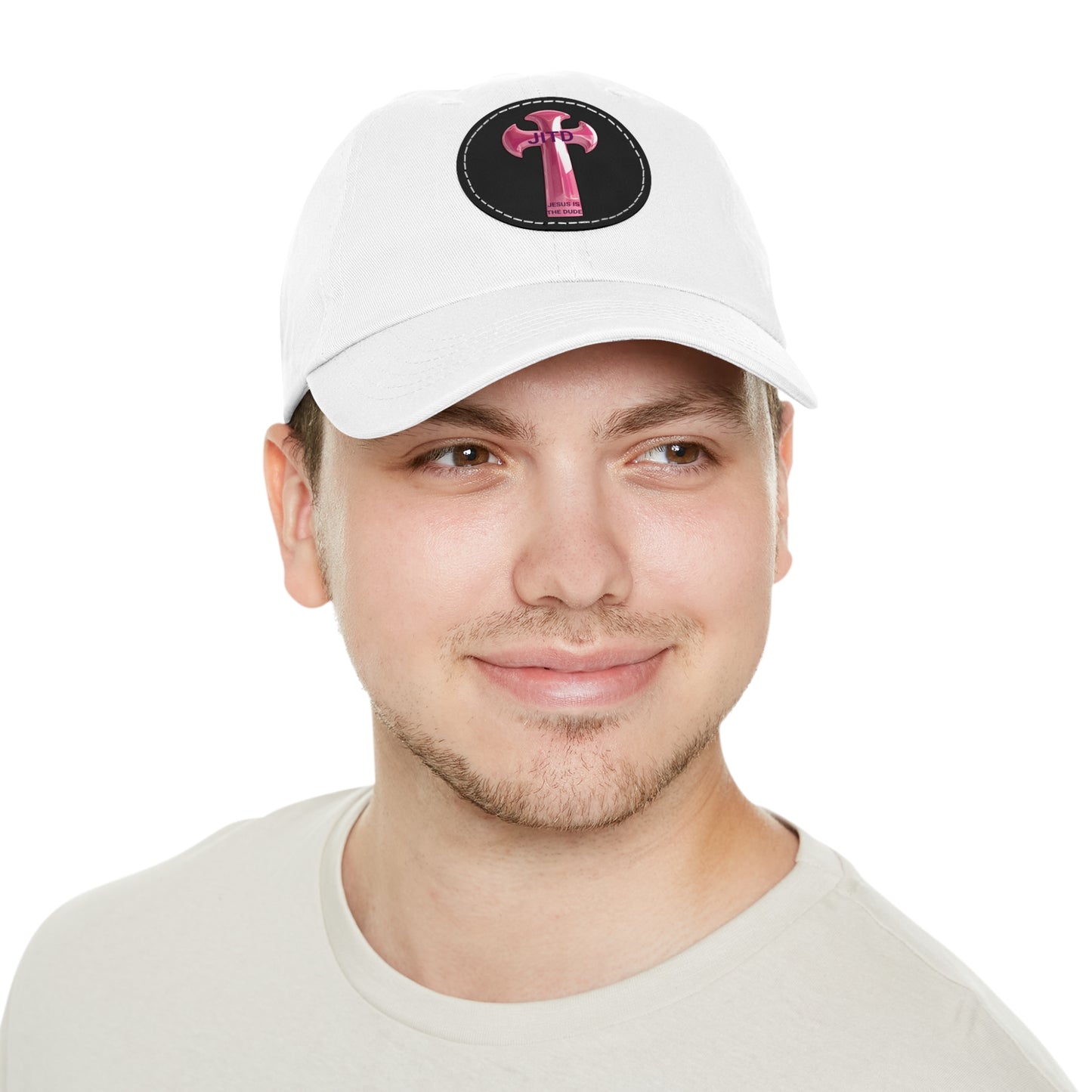 JITD PINK CROSS HAT WITH LEATHER PATCH