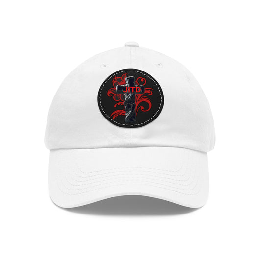 JITD RED FLOWER BLACK CROSS HAT WITH LEATHER PATCH